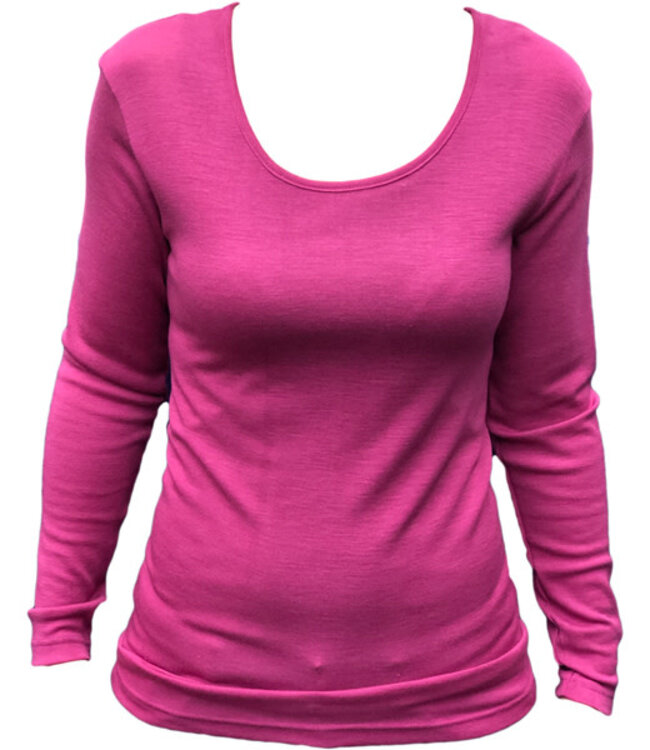 HOCOSA longsleeve van biologische wol zijde dames FUCHSIA