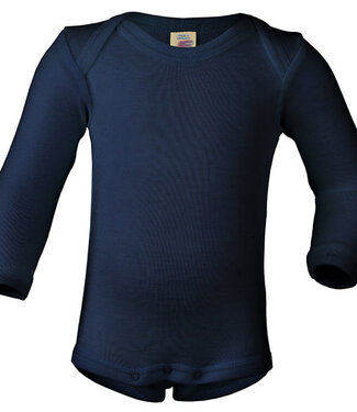 Engel ENGEL baby romper wol zijde met LANGE MOUW effen MARINE
