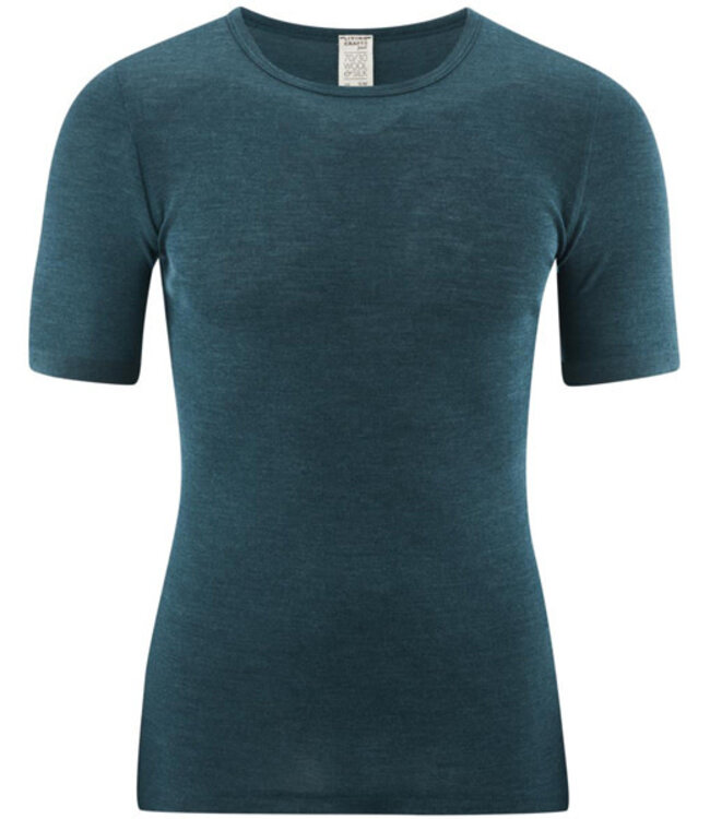 Living crafts - wol zijde shirt heren korte mouw * Petrol *