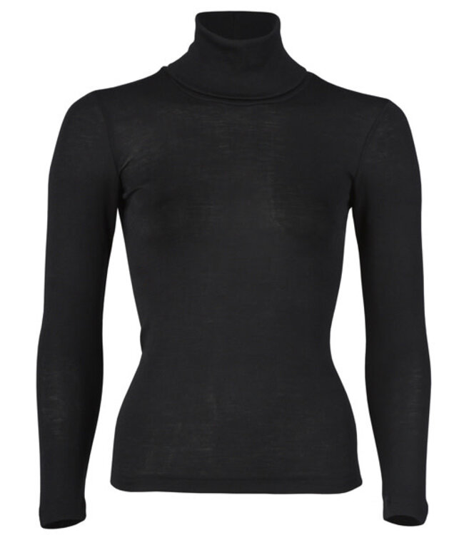 Engel Natur Wol zijde coltrui dames ZWART biologische wol