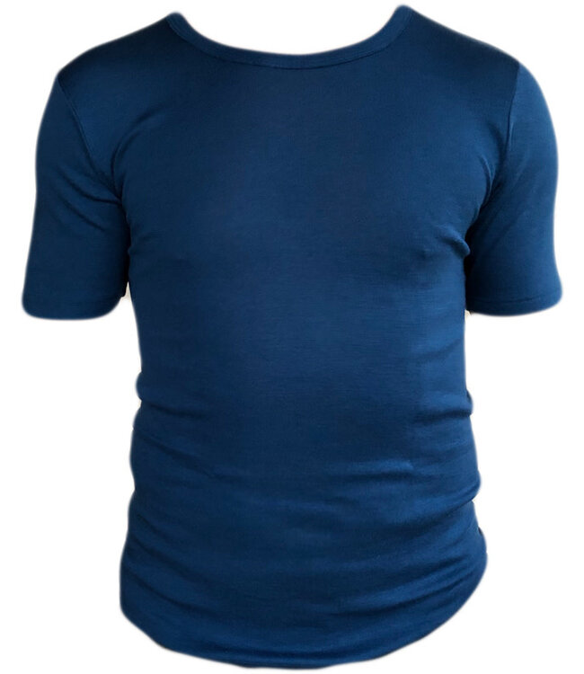 HOCOSA shirt korte mouw wol zijde heren BLAUW