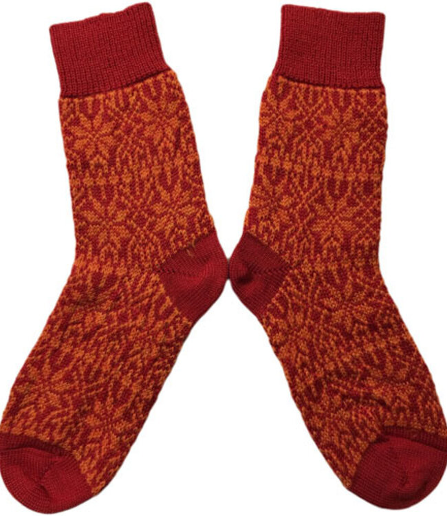 Hirsch Natur Noorse wollen sokken ROOD ORANJE 030 57