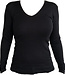 Hocosa - longsleeve wol zijde dames * zwart v-hals *