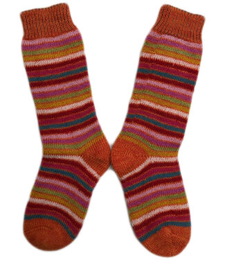 Hirsch Natur Hirsch Natur wollen sokken kind dik REGENBOOG ORANJE 016K 84