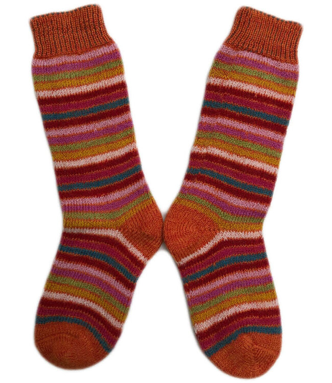 Hirsch Natur wollen sokken kind dik REGENBOOG ORANJE 016K 84