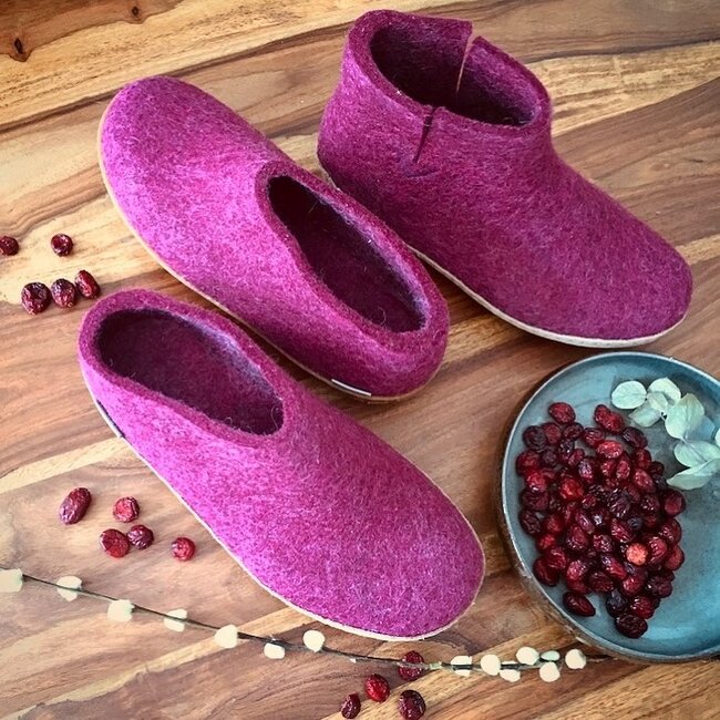 GLERUPS wollen sloffen pantoffels LAARS CRANBERRY