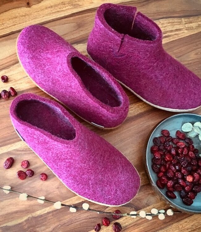GLERUPS wollen sloffen pantoffels LAARS CRANBERRY