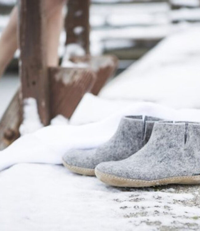GLERUPS wollen sloffen pantoffels LAARS GRIJS