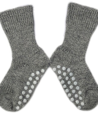 Hirsch Natur Hirsch Natur wollen ANTISLIP sokken kind effen GRIJS 782 48