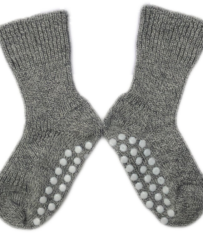 Hirsch Natur wollen ANTISLIP sokken kind effen GRIJS 782 48