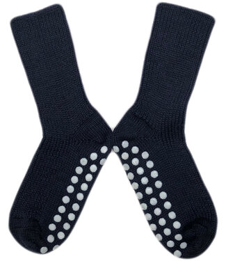 Hirsch Natur Hirsch Natur wollen ANTISLIP sokken kind effen NAVY 782 07