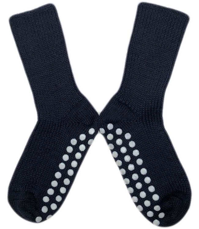 Hirsch Natur wollen ANTISLIP sokken kind effen NAVY 782 07