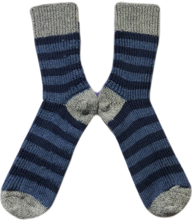 HIRSCH wollen sokken KIND gestreept GRIJS BLAUW 015 187