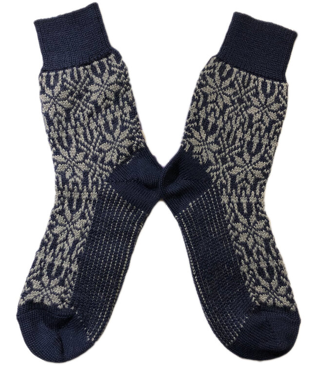 Hirsch Natur Noorse wollen sokken MARINE GRIJS 030 66