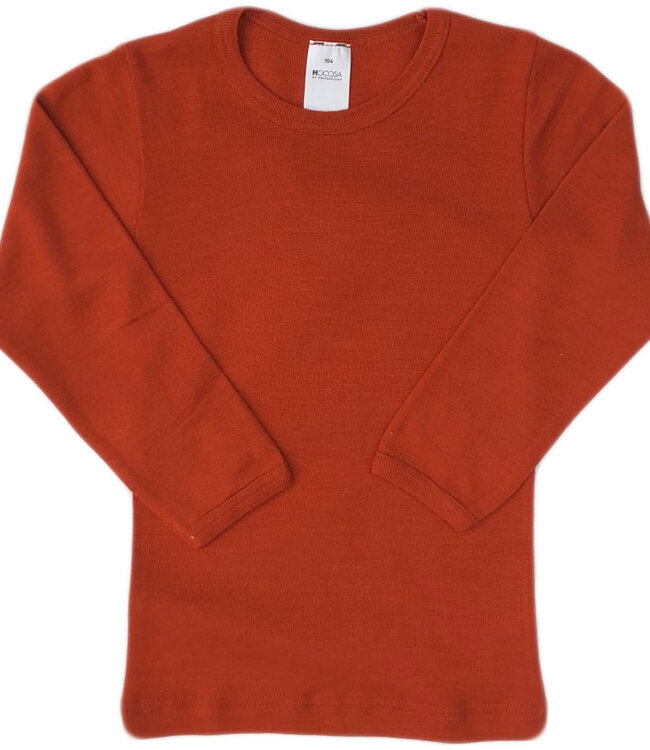 HOCOSA longsleeve biologische wol zijde kind TERRACOTTA