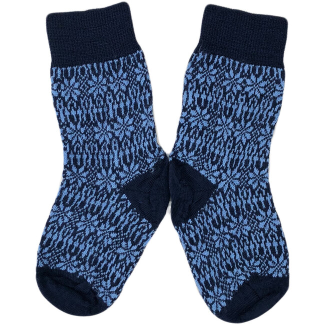 Hirsch Natur dunne wollen sokken baby Noors 056-88 blauw