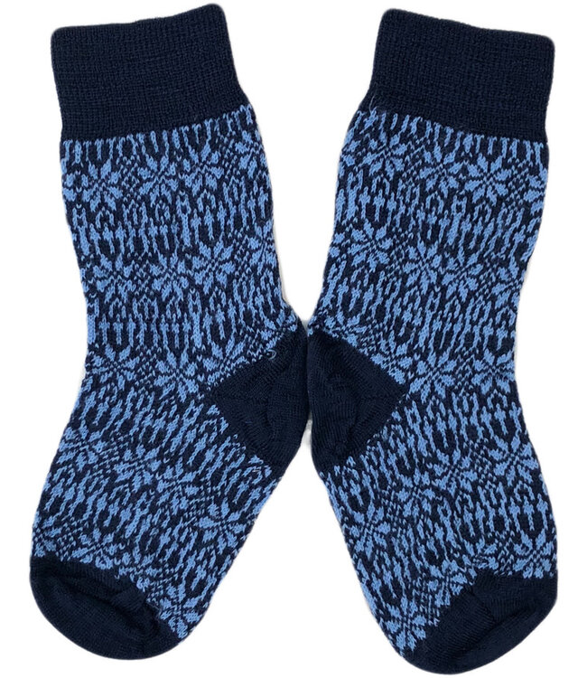 Hirsch Natur dunne wollen sokken kind Noors 056 88 blauw