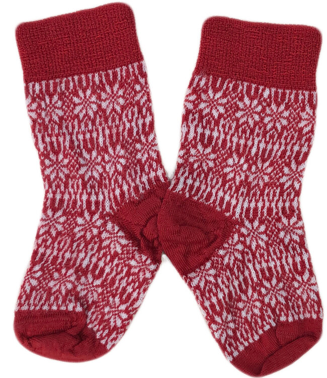 Dunne wollen sokken kind Noors 056-36 Rood wit