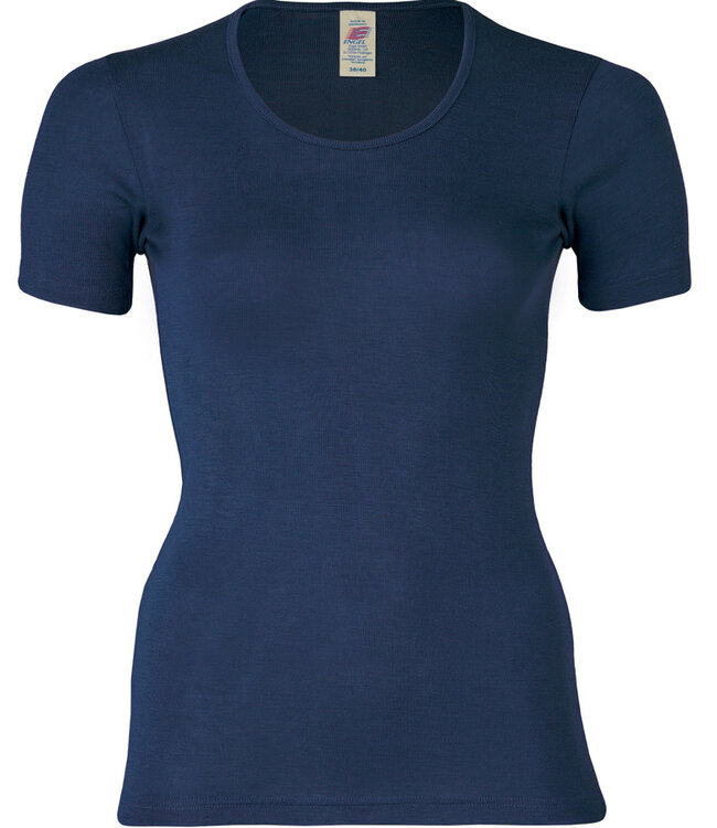 ENGEL Wol zijde dames shirt met korte mouw NAVY wollen ondergoed