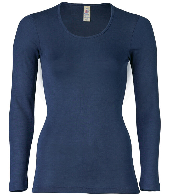 ENGEL Wol zijde longsleeve dames NAVY wollen ondergoed