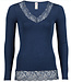 ENGEL Wol zijde dames longsleeve MET KANT v-hals NAVY