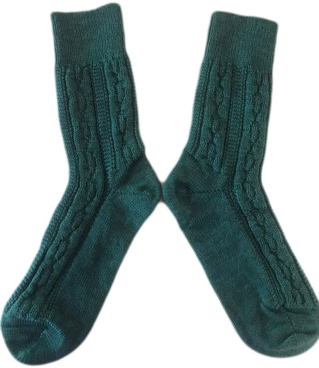 HIRSCH NATUR pure wollen sokken KABEL patroon PETROL 166 21