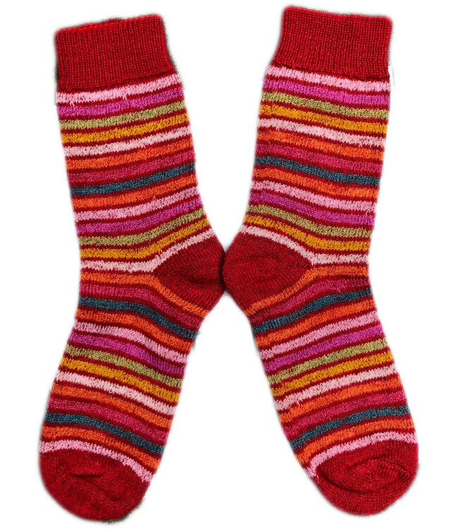 HIRSCH dikke wollen ski sokken REGENBOOG ROOD 016E 31