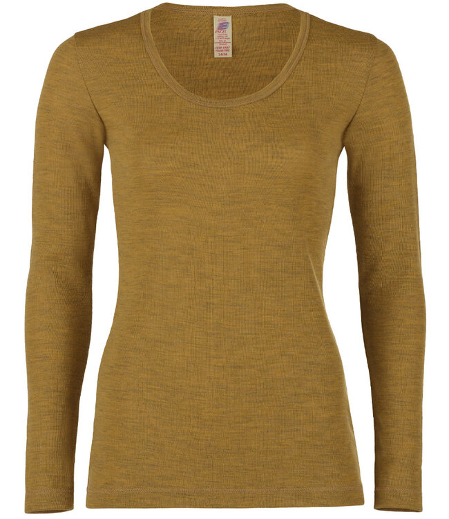 ENGEL Wollen longsleeve dames van biologische wol SAFFRAAN