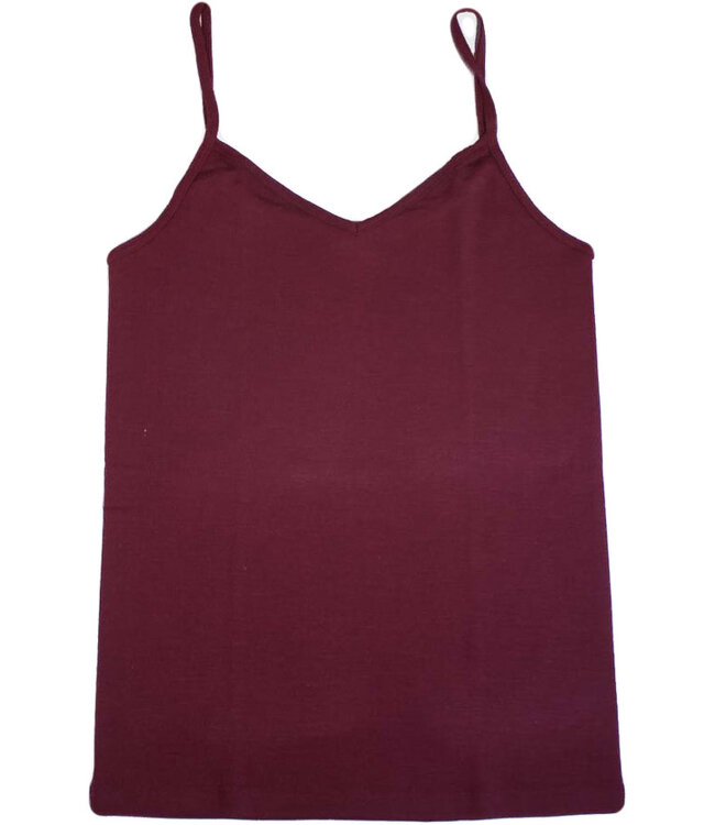 Hocosa hemd wol zijde v-hals en spaghettibandjes * bordeaux*