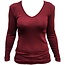 HOCOSA Longsleeve wol zijde v-hals dames BORDEAUX