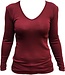 HOCOSA Longsleeve wol zijde v-hals dames BORDEAUX