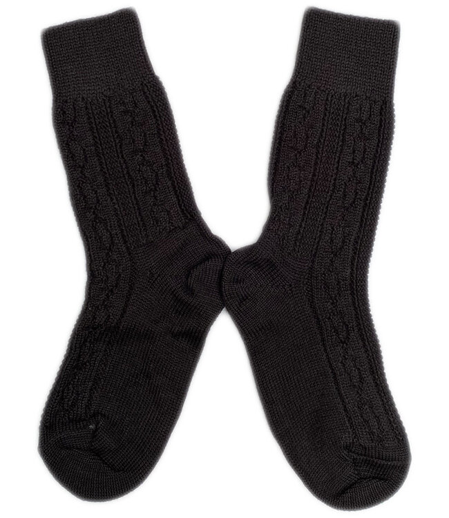 HIRSCH NATUR pure wollen sokken KABEL patroon ZWART 166 14