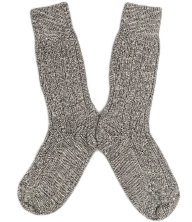 HIRSCH NATUR pure wollen sokken KABEL patroon GRIJS 166 40
