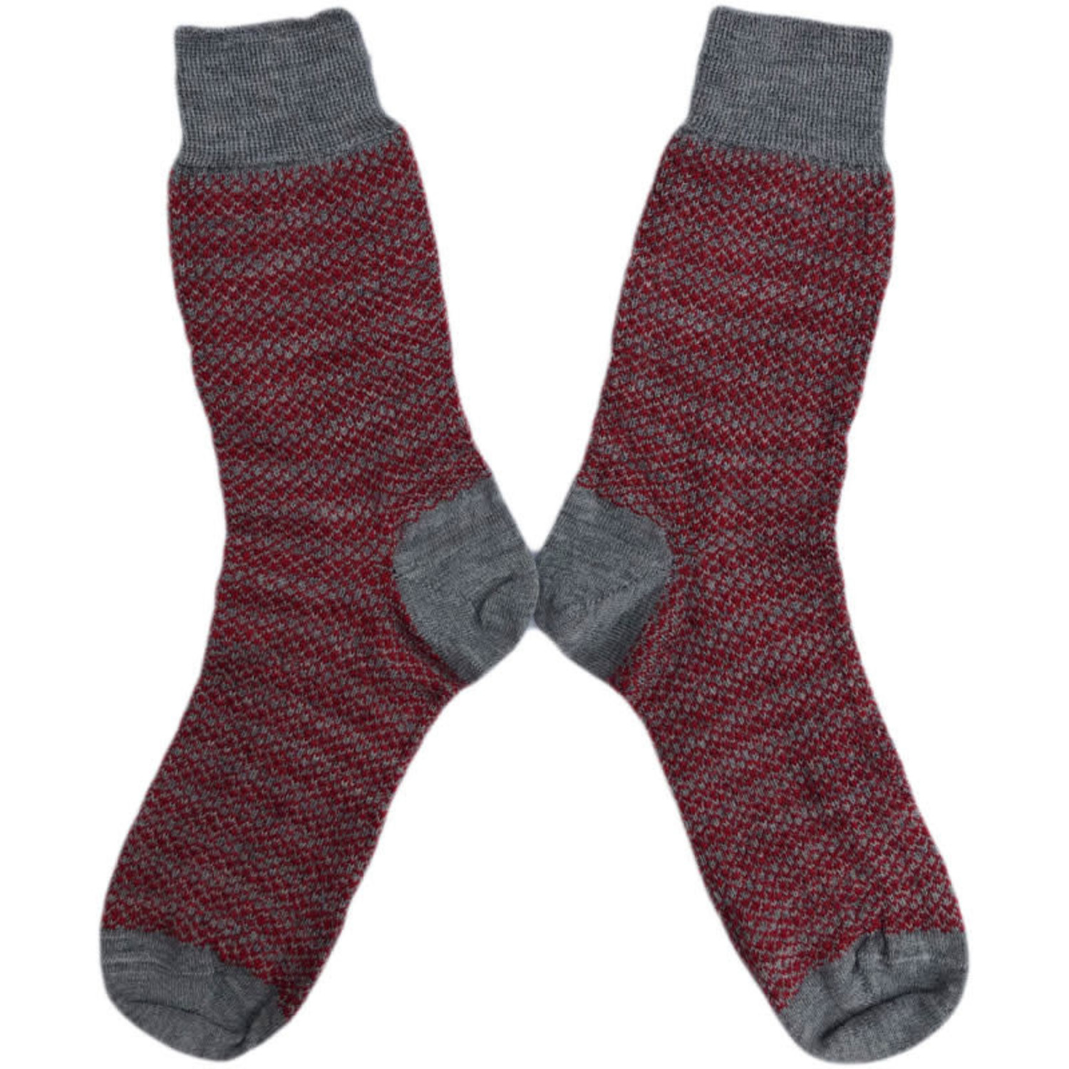 Natur wollen sokken Noors rood grijs 155 139 | - Natur-el