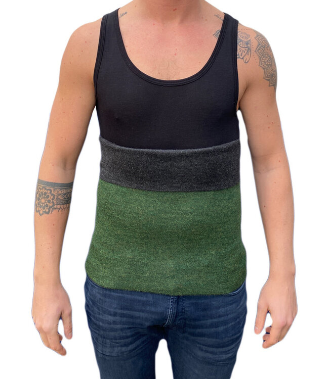 DE COLORES nierwarmer alpaca BOSGROEN ZWART 66 REVERSIBLE