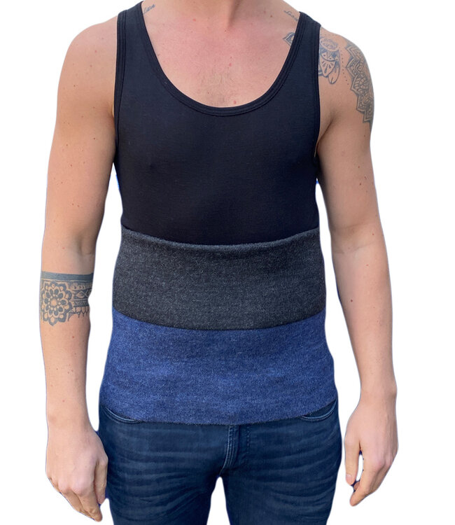 DE COLORES nierwarmer alpaca BLAUW ZWART 86 REVERSIBLE