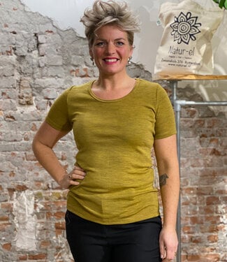 Engel ENGEL puur wollen shirt korte mouw dames SAFFRAAN wollen ondergoed