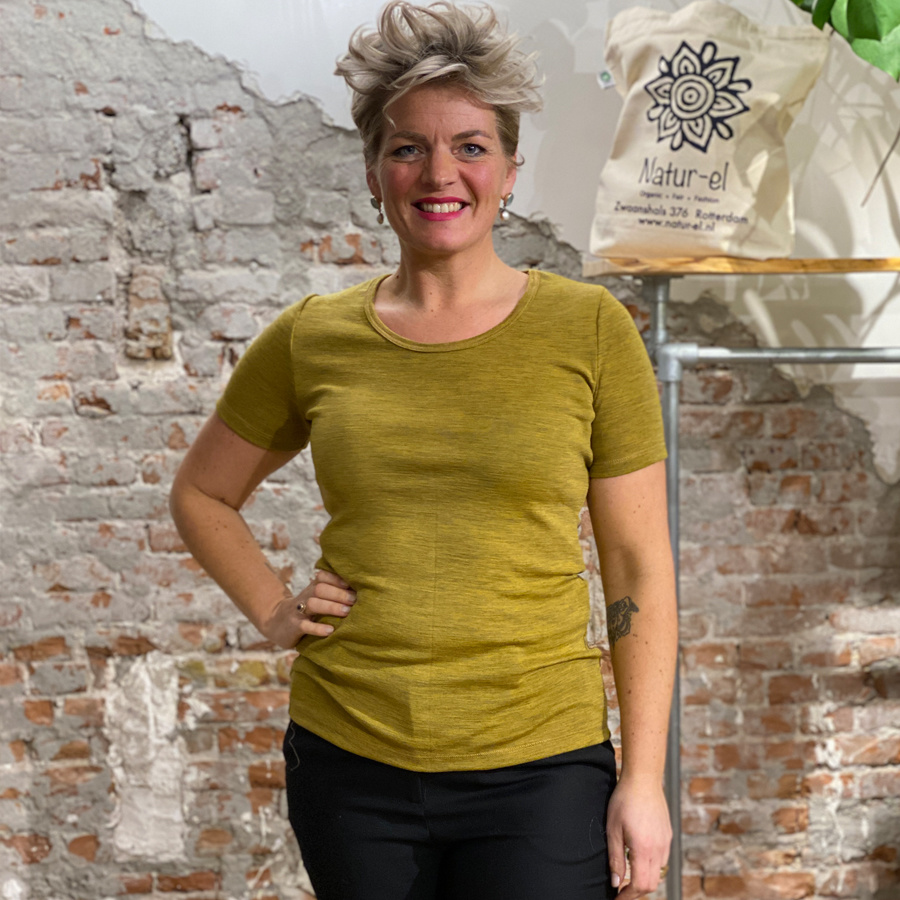 ENGEL puur wollen shirt korte mouw dames SAFFRAAN wollen o Natur el Natur el