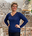 ENGEL Wol zijde dames longsleeve MET KANT v-hals NAVY