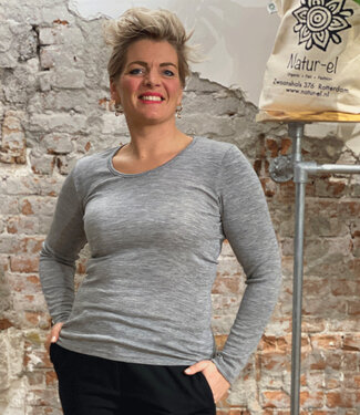 Engel Engel Natur Wol zijde longsleeve dames GRIJS wollen ondergoed