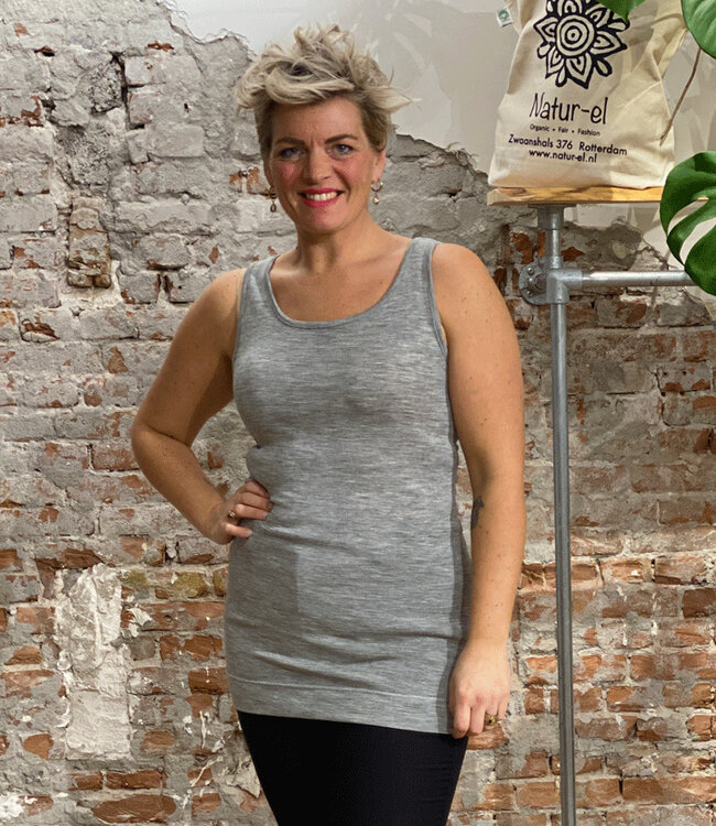 ENGEL NATUR extra lang hemd LONGTOP wol zijde GRIJS