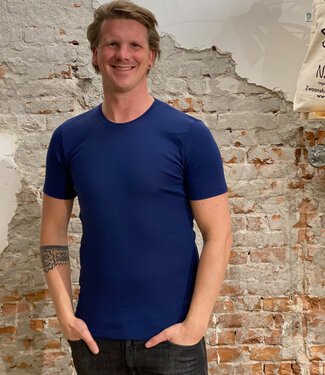 Engel ENGEL wol zijde HEREN shirt met korte mouw NAVY