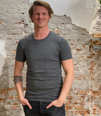 Engel Engel Natur puur wollen HEREN shirt korte mouw LEISTEEN