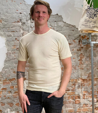 Engel ENGEL wol zijde HEREN shirt met korte mouw NATUREL