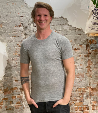 Engel ENGEL wol zijde HEREN shirt met korte mouw GRIJS