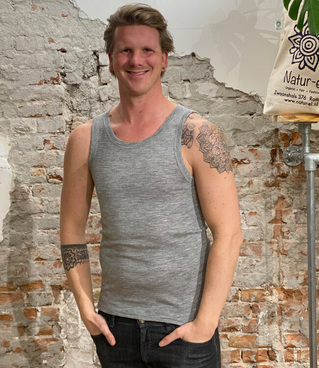 ENGEL hemd biologische wol en zijde heren GRIJS