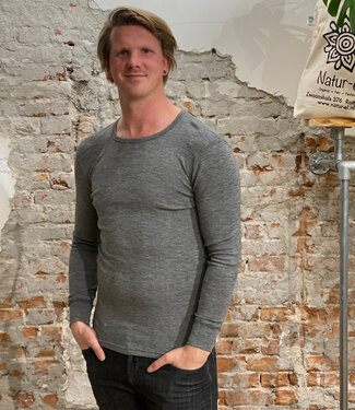 Hocosa Hocosa longsleeve wol zijde heren * Grijs melange *