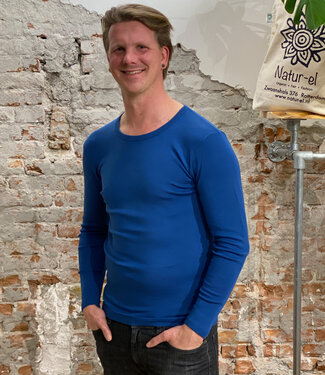 Hocosa Hocosa longsleeve wol zijde heren * Blauw *