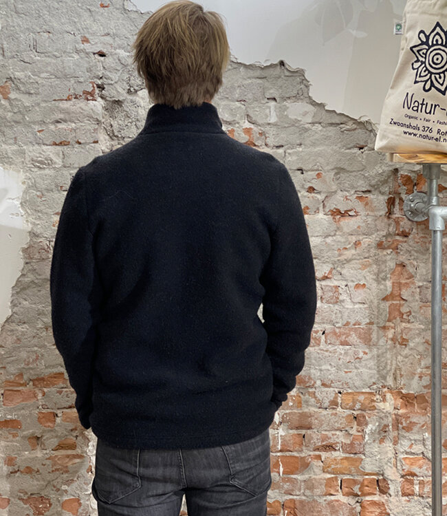 Engel Natur Wollen jas vest heren wolfleece ZWART