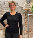 Living Crafts Living Crafts wol zijde longsleeve V-HALS dames * zwart *